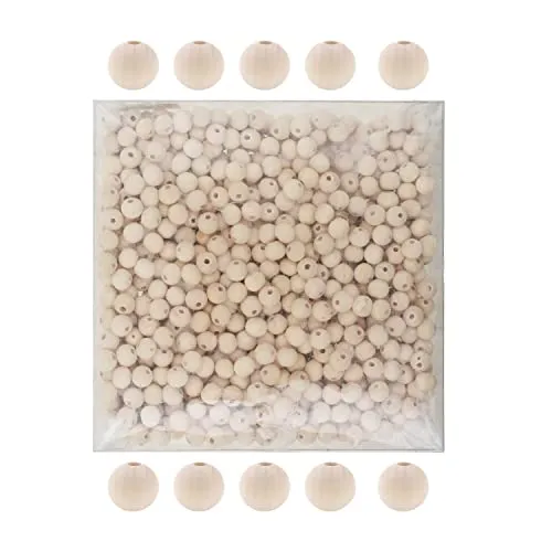 Mandala Crafts Round Wooden Beads for Crafts - Natural Wood Beads for Crafts with Holes - Unfinished Wood Beads for Jewelry Making Macrame