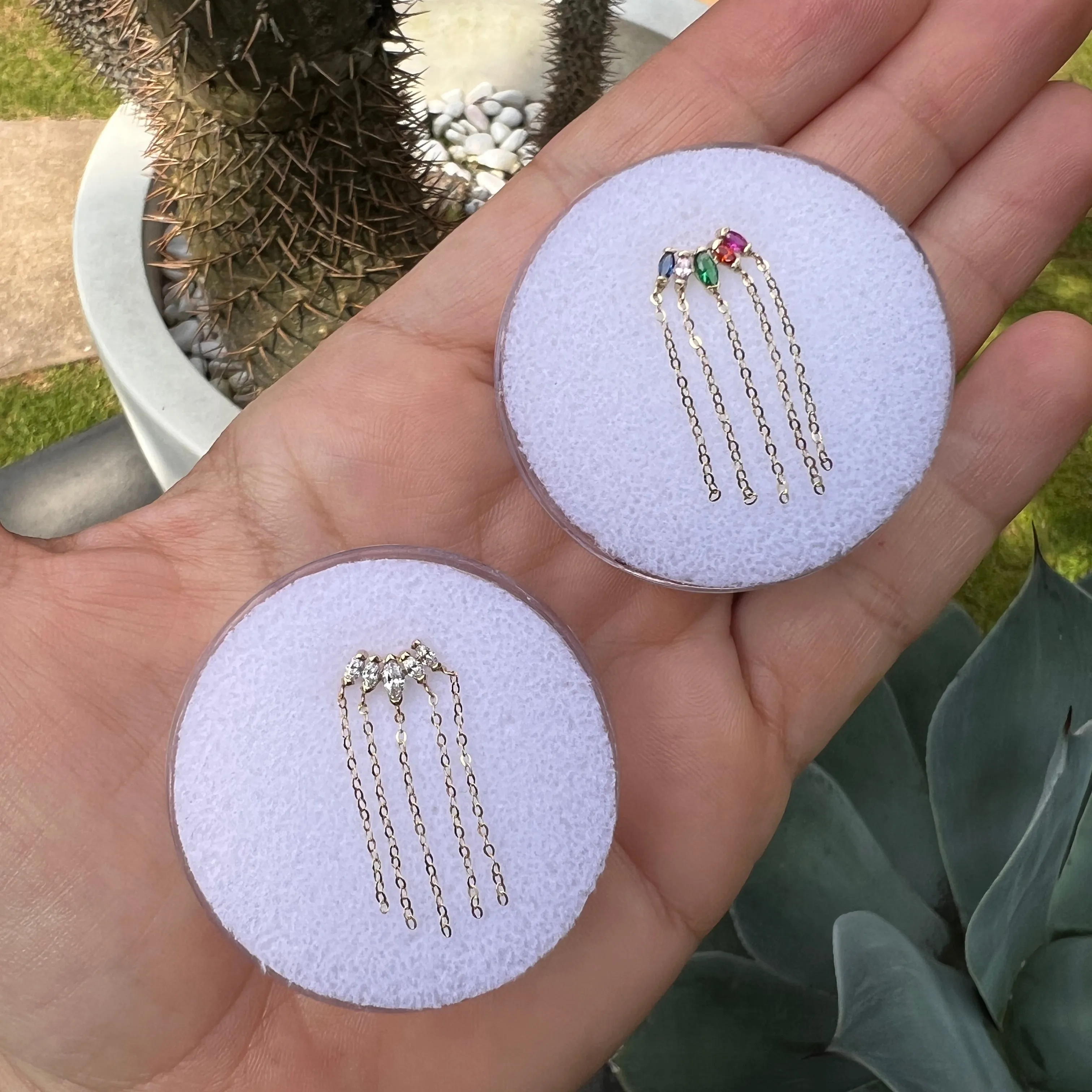 Marquise CZ's Fan Tassel Studs