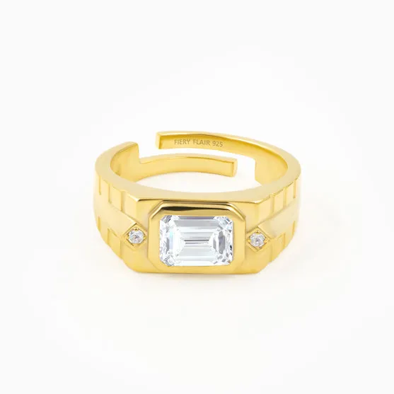Men's Emerald Signet Silver Ring
