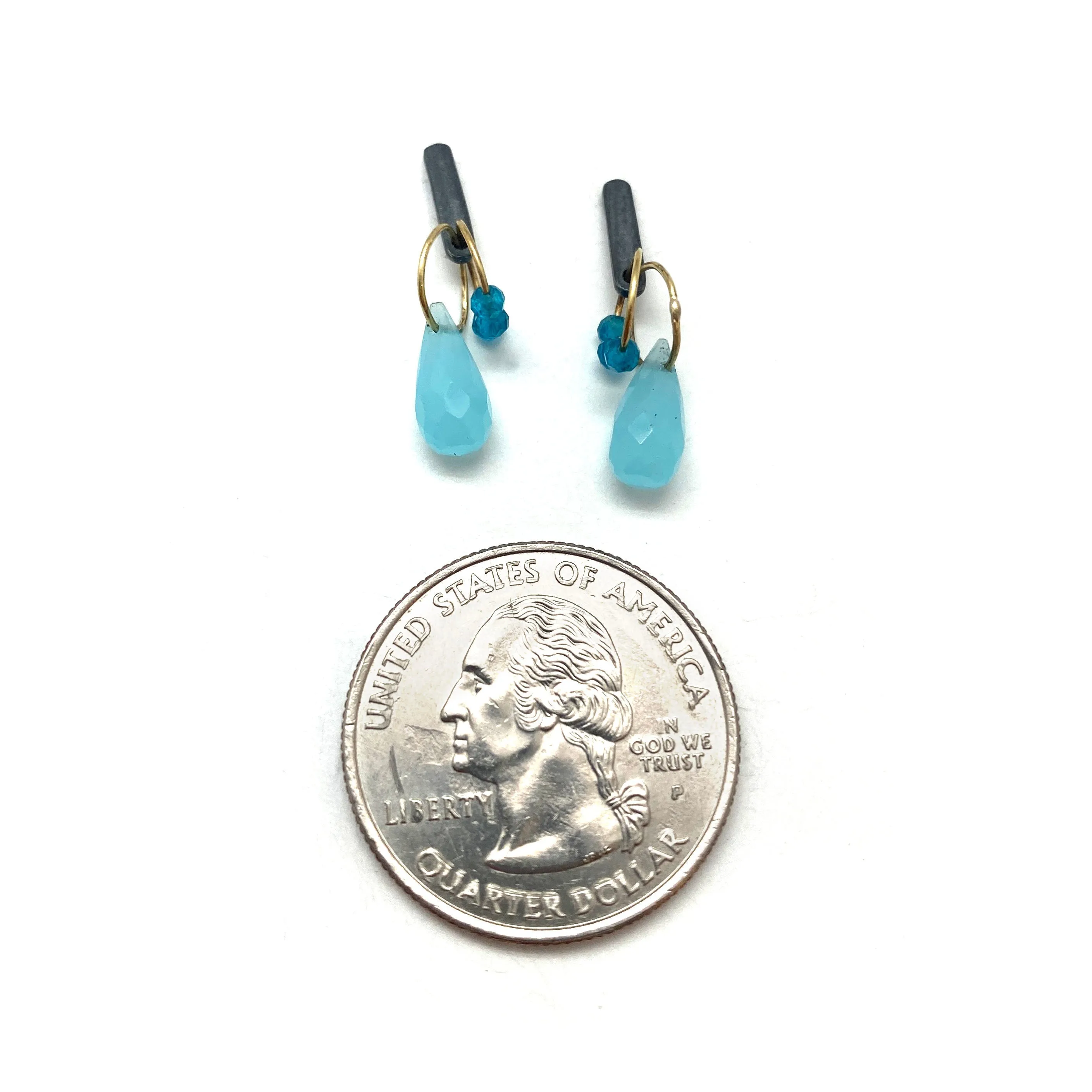 Mini Tangle Studs - Blue Chalcedony and Apatite