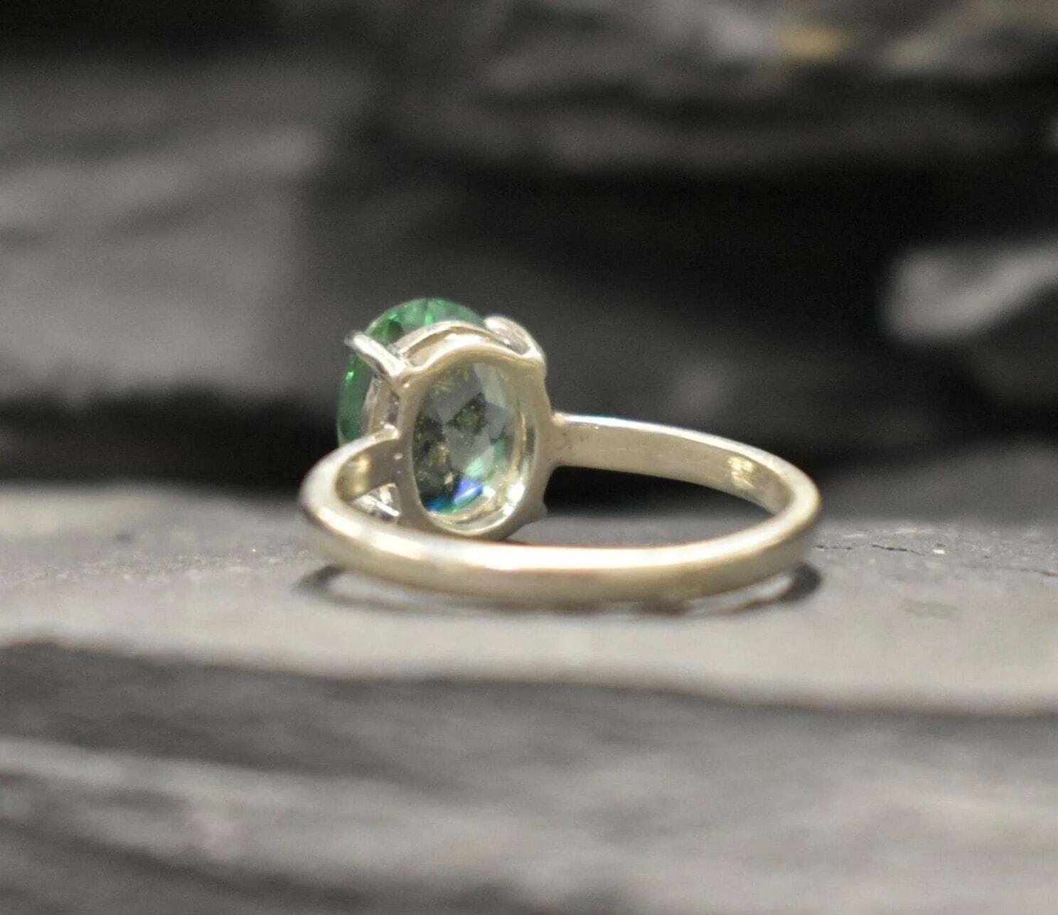 Mint Emerald Ring - Green Solitaire Ring - Vintage Oval Ring