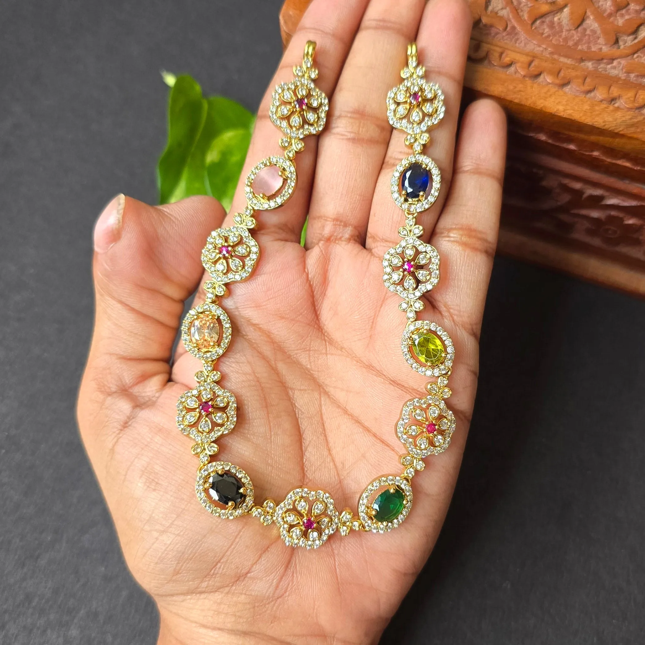 Multi AD Stone Necklace