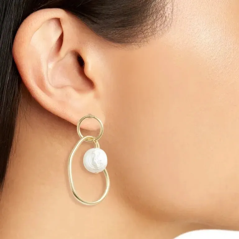 Organic Link X Pearl Earrings