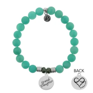 Peruvian Amazonite Stone Bracelet with Granddaughter Sterling Silver Charm