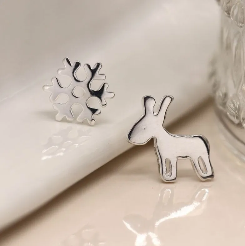 POM Snowflake & Reindeer Earrings
