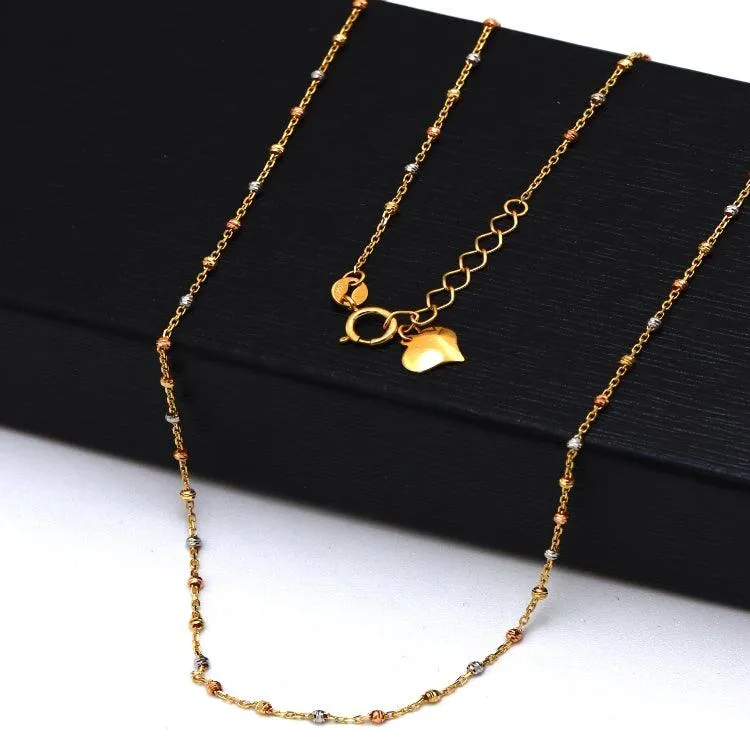 Real Gold 3 Color Beads Ball 1.5 MM Dangler Necklace - Model 0477 N1428