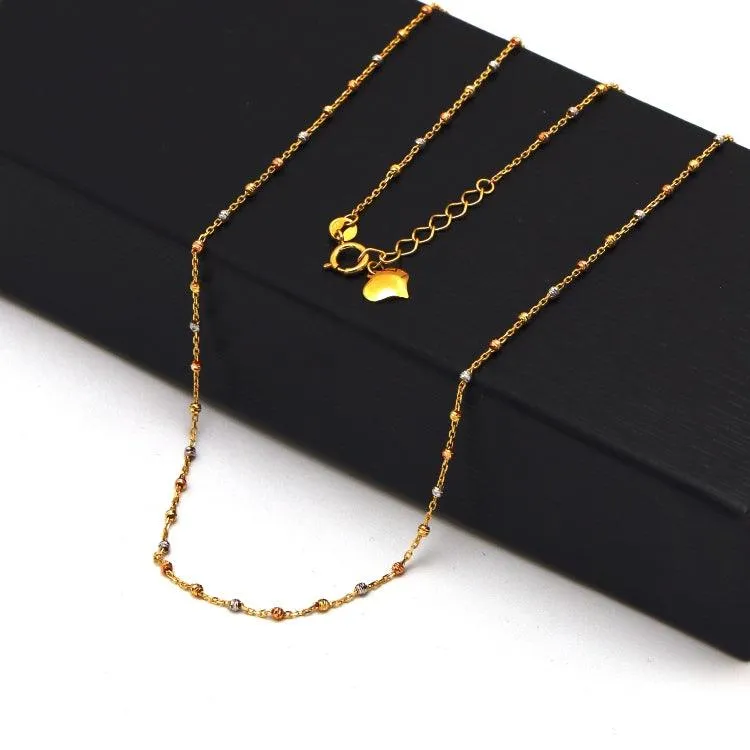 Real Gold 3 Color Beads Ball 1.5 MM Dangler Necklace - Model 0477 N1428