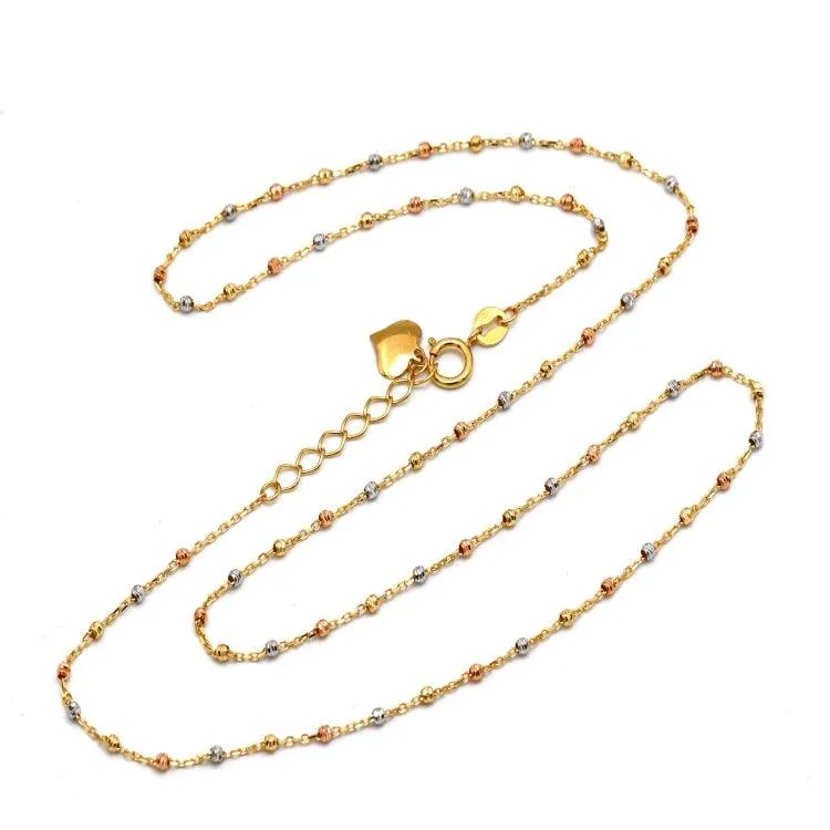 Real Gold 3 Color Beads Ball 1.5 MM Dangler Necklace - Model 0477 N1428