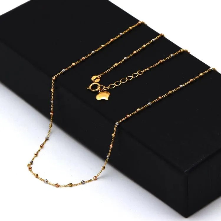 Real Gold 3 Color Beads Ball 1.5 MM Dangler Necklace - Model 0477 N1428