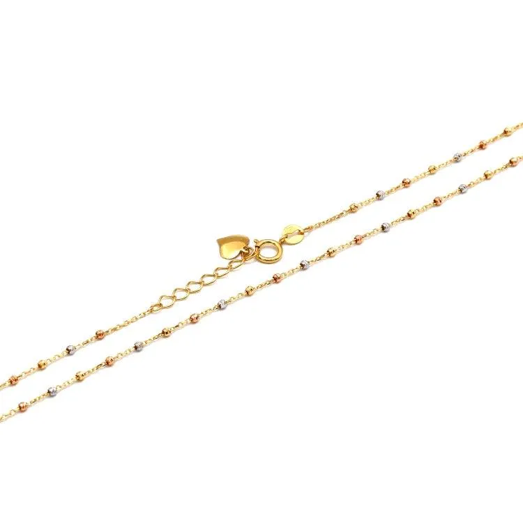 Real Gold 3 Color Beads Ball 1.5 MM Dangler Necklace - Model 0477 N1428