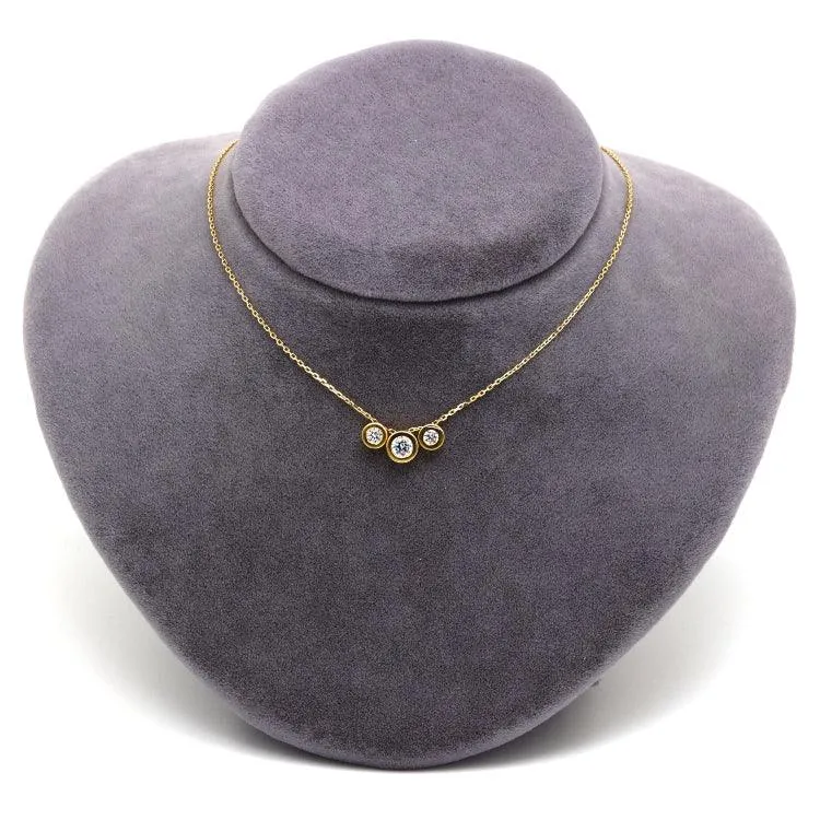 Real Gold 3 Movable Stone Adjustable Size Necklace - Model 0134 N1434