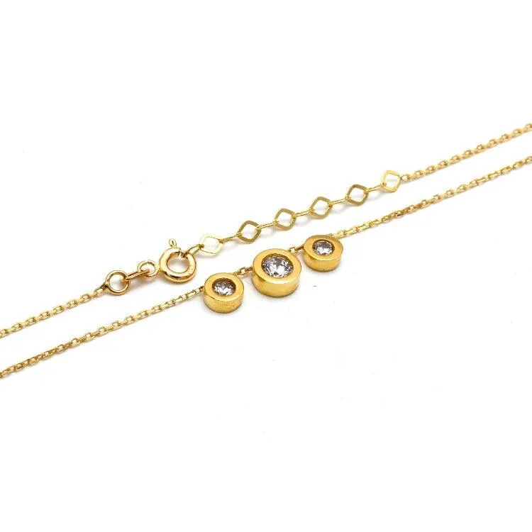 Real Gold 3 Movable Stone Adjustable Size Necklace - Model 0134 N1434