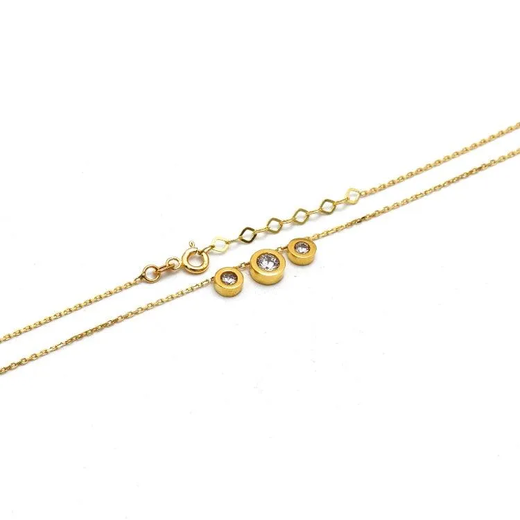 Real Gold 3 Movable Stone Adjustable Size Necklace - Model 0134 N1434