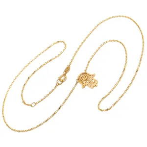 Real Gold Adjustable Necklace with Palm Hand Charm - Model 9775 N1426