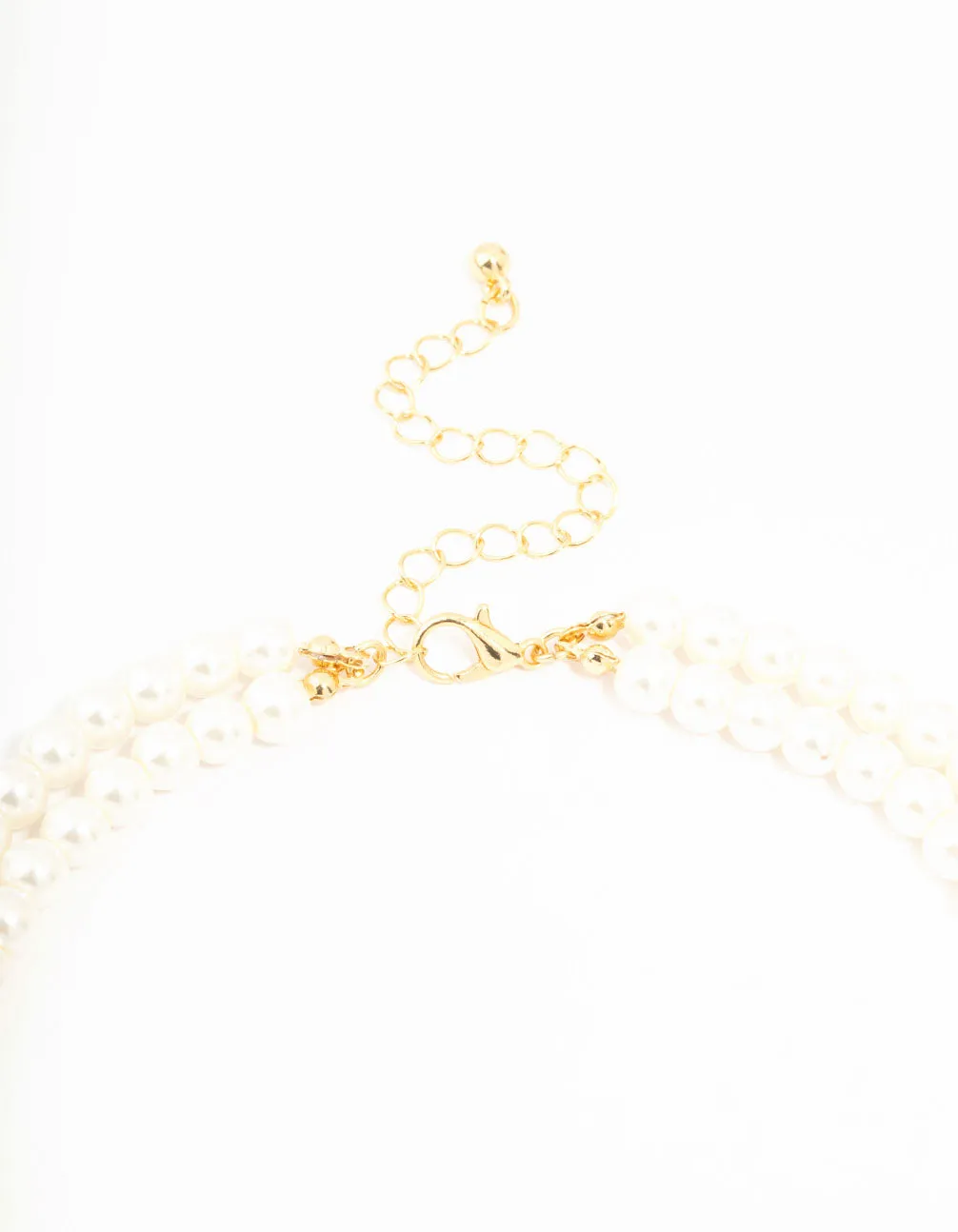 Real Gold Plated Layered Freshwater Pearl Strand Bow Necklace
