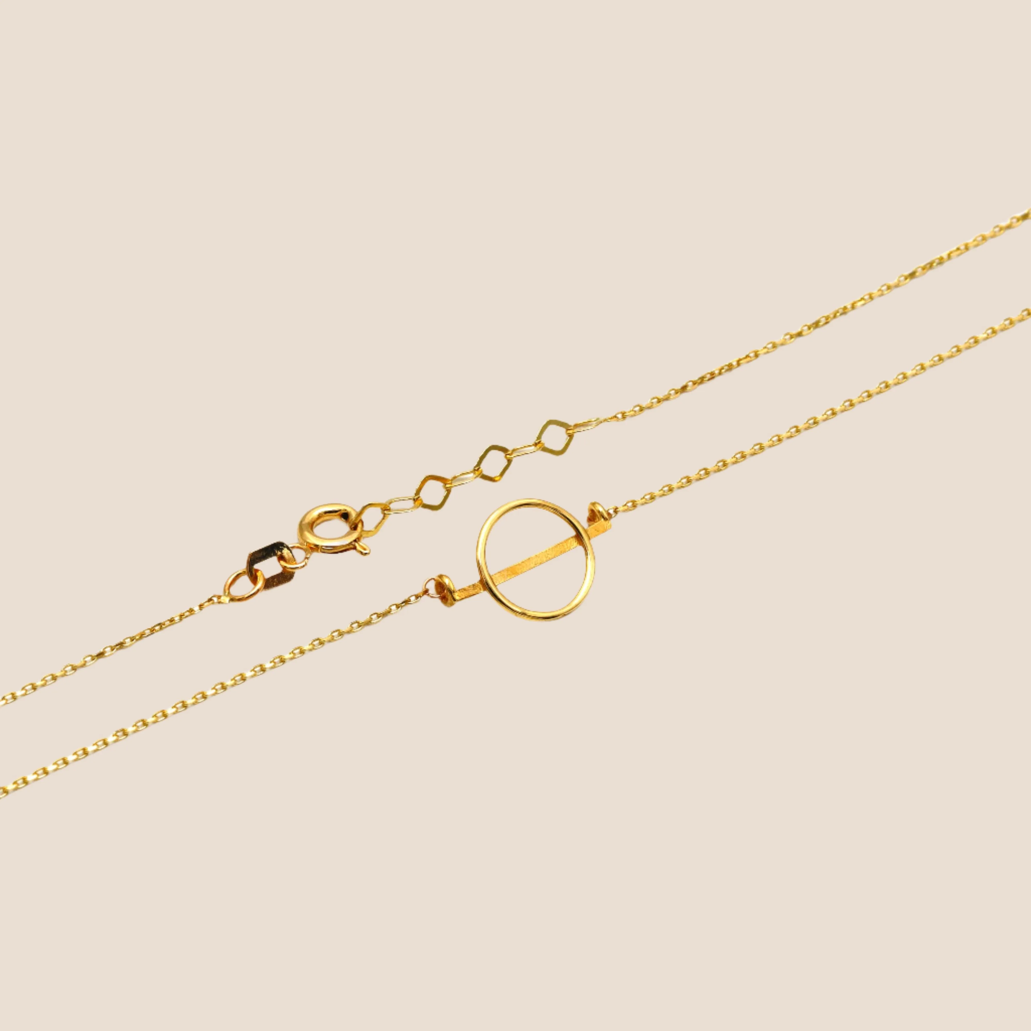 Real Gold Toggle Bar Adjustable Size Necklace - Model 0010 N1438