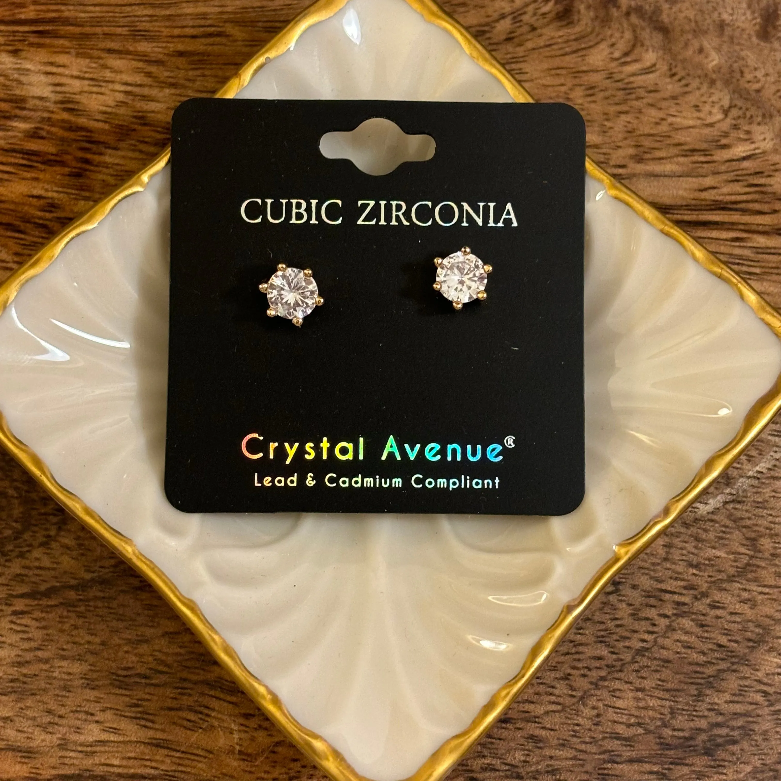 Single Pair or Set of Three Simple Cubic Zirconia Stud Earrings With a Set of Open Circle Studs
