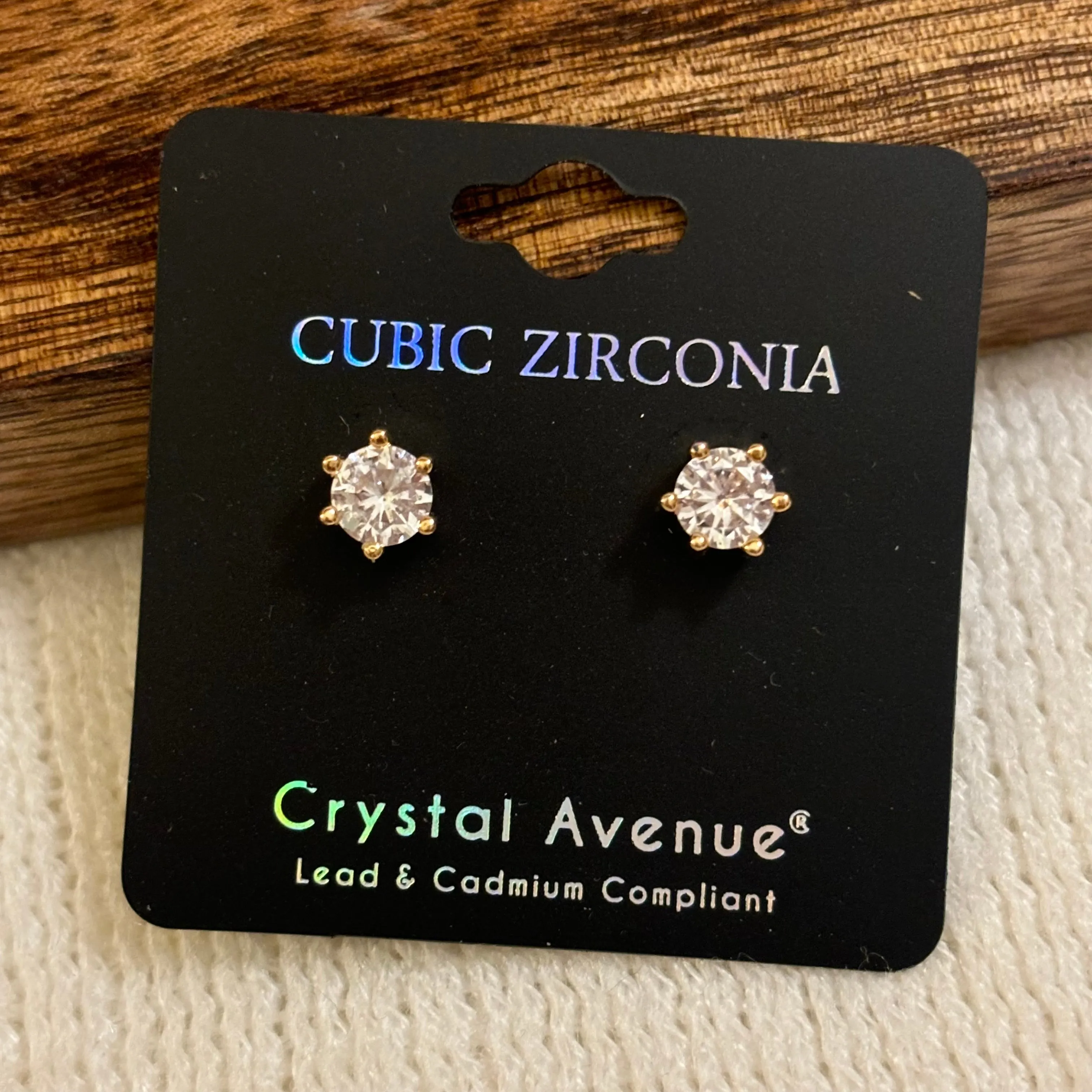 Single Pair or Set of Three Simple Cubic Zirconia Stud Earrings With a Set of Open Circle Studs