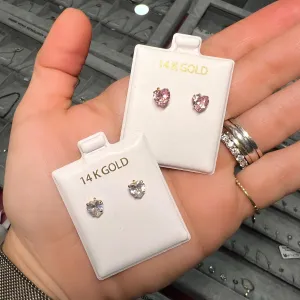 Single Stone Heart CZ Studs (7mm)