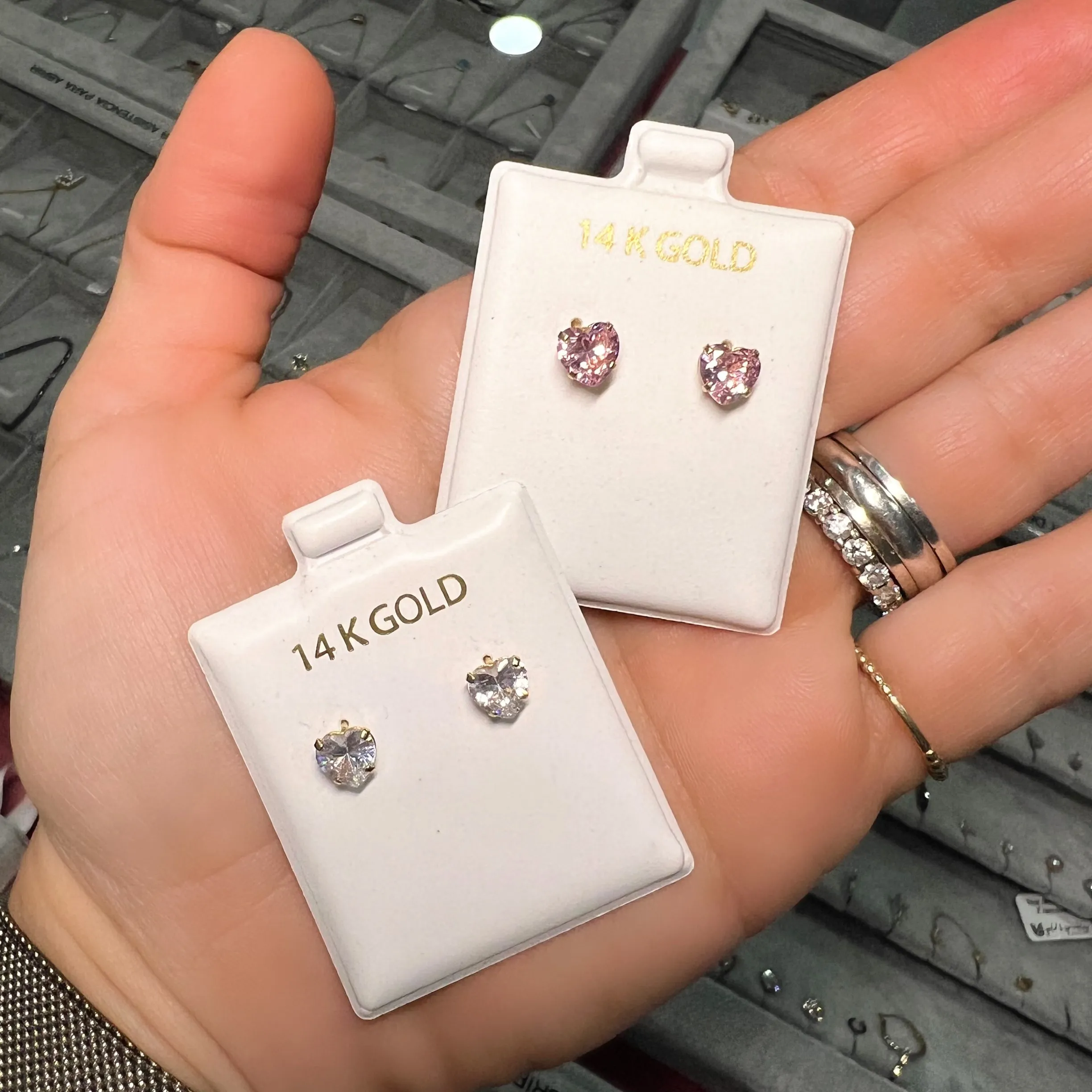 Single Stone Heart CZ Studs (7mm)