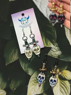 Skull and Dagger Traditional Tattoo Inspired Polymer Clay Earrings