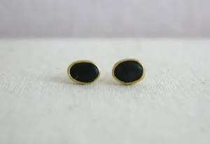 Small Black Pebble Studs