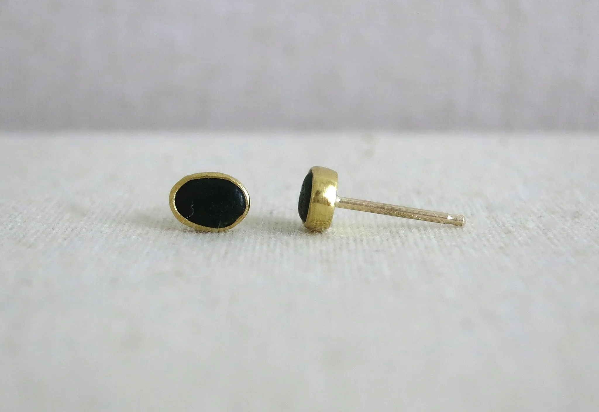 Small Black Pebble Studs