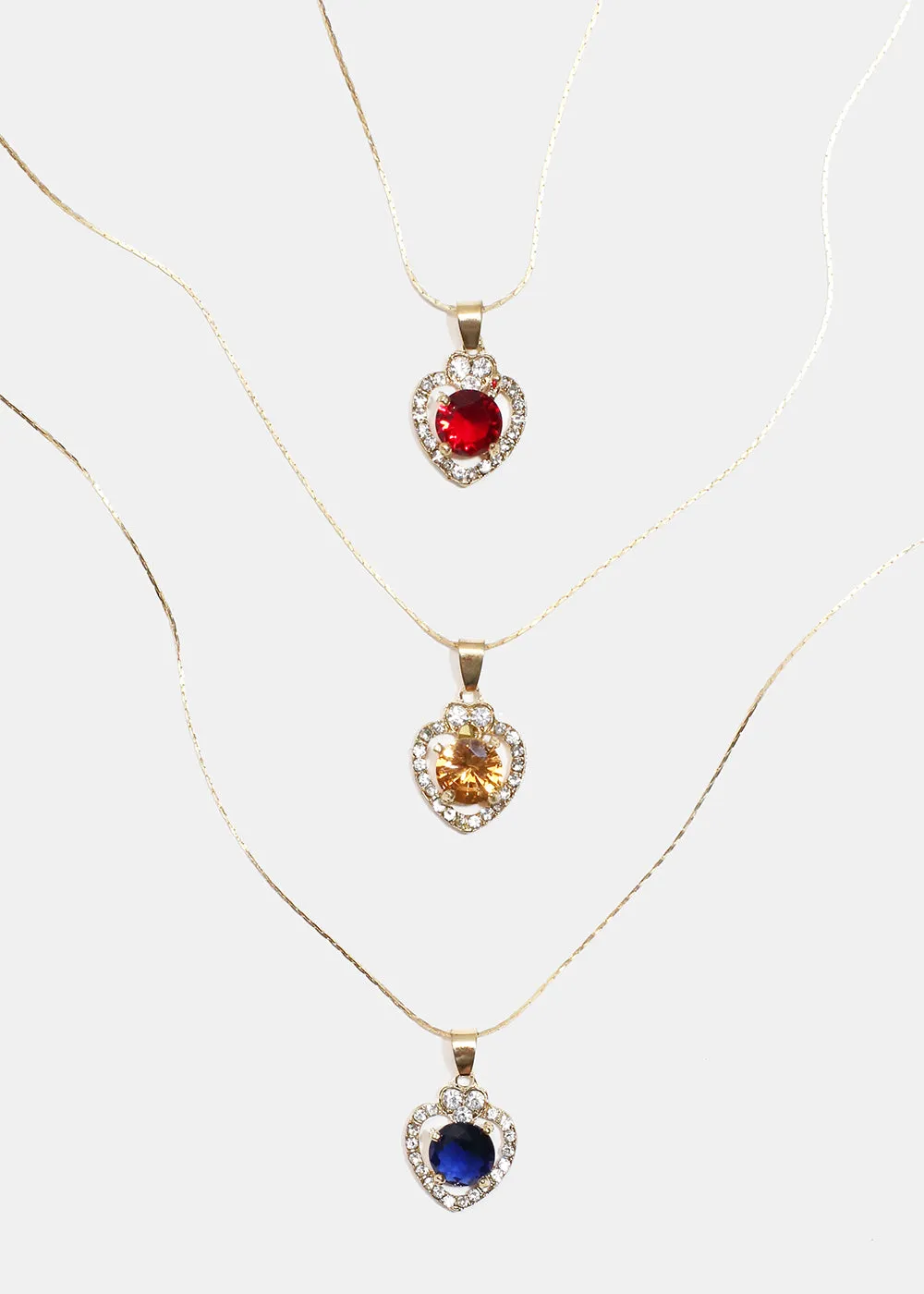 Sparkly Heart Necklace & Earrings Set