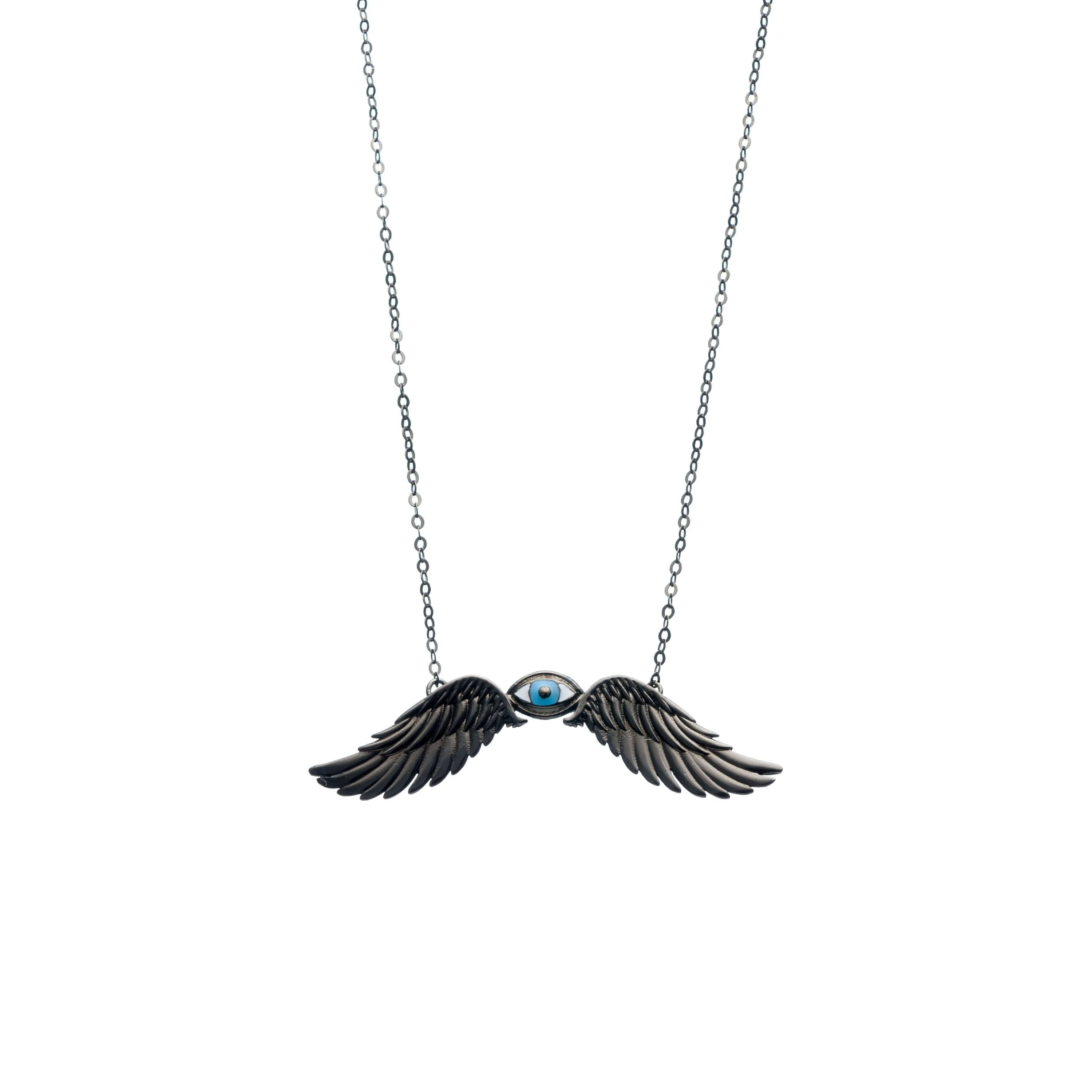 The eye of the sky - chain necklace - silver 925 - dark rhodium plated - unisex