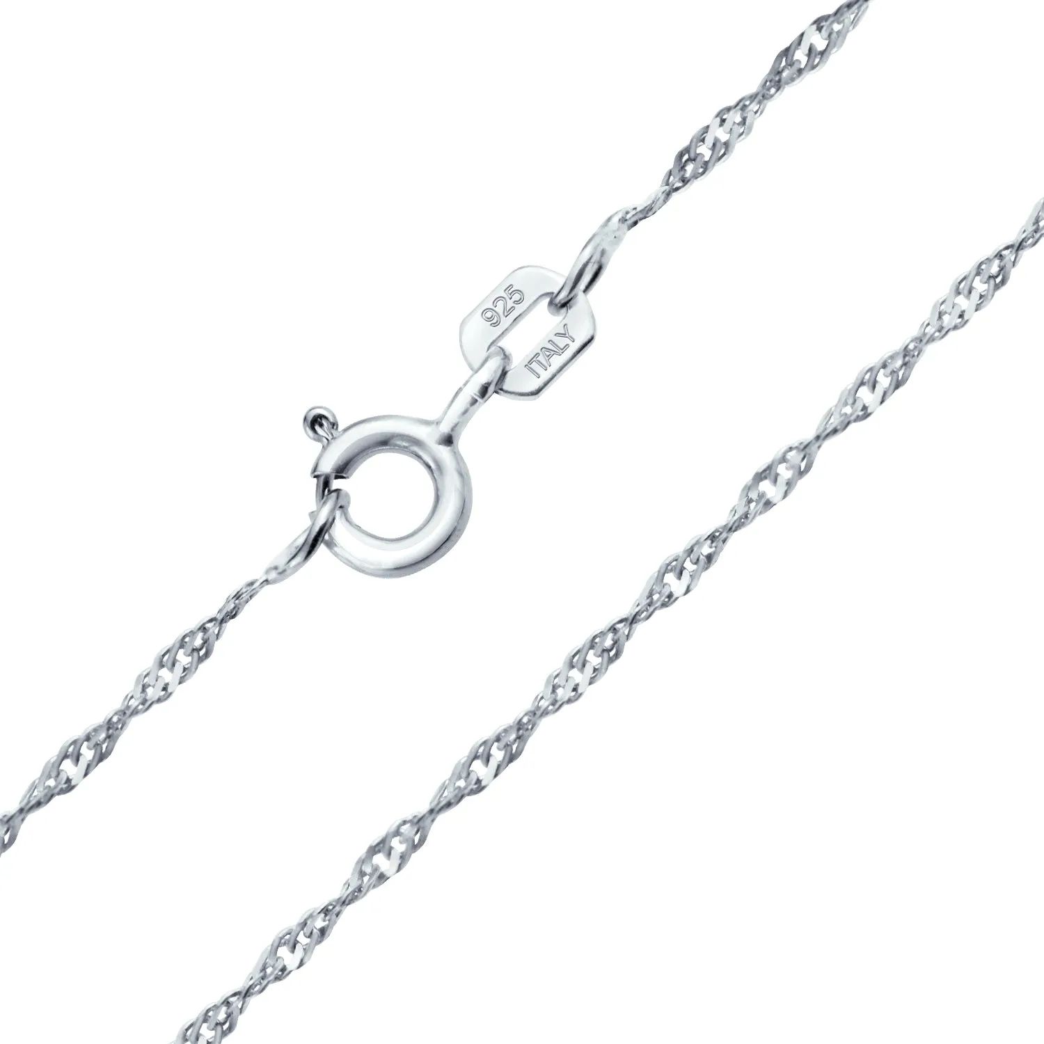 Thin 1.5MM Sterling Silver Singapore Rope Chain Necklace Made in Italy 16-20"