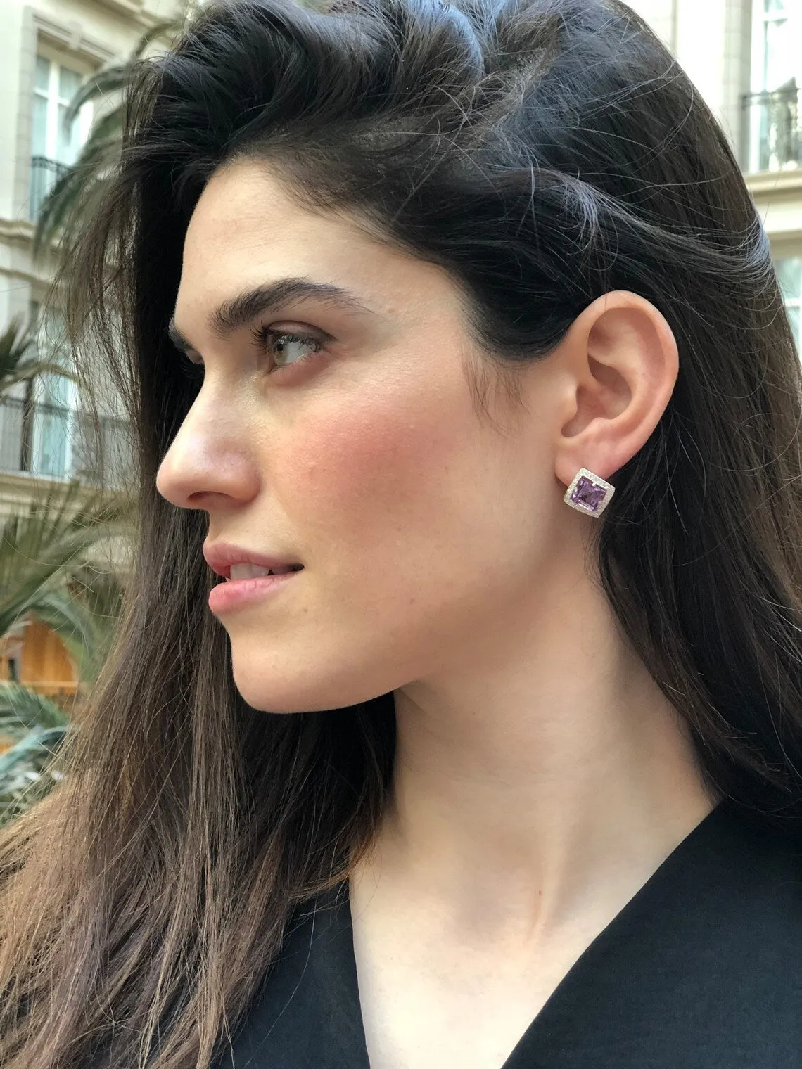 Vintage Sapphire Earrings - Large Sapphire Studs - Blue Sapphire Earrings