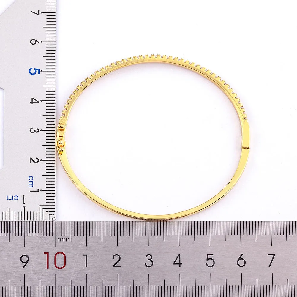 White Color Cubic Zirconia Thin Bangles Bracelets