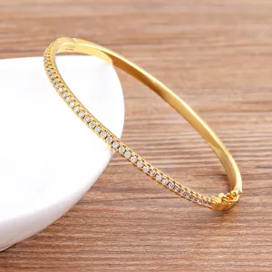 White Color Cubic Zirconia Thin Bangles Bracelets